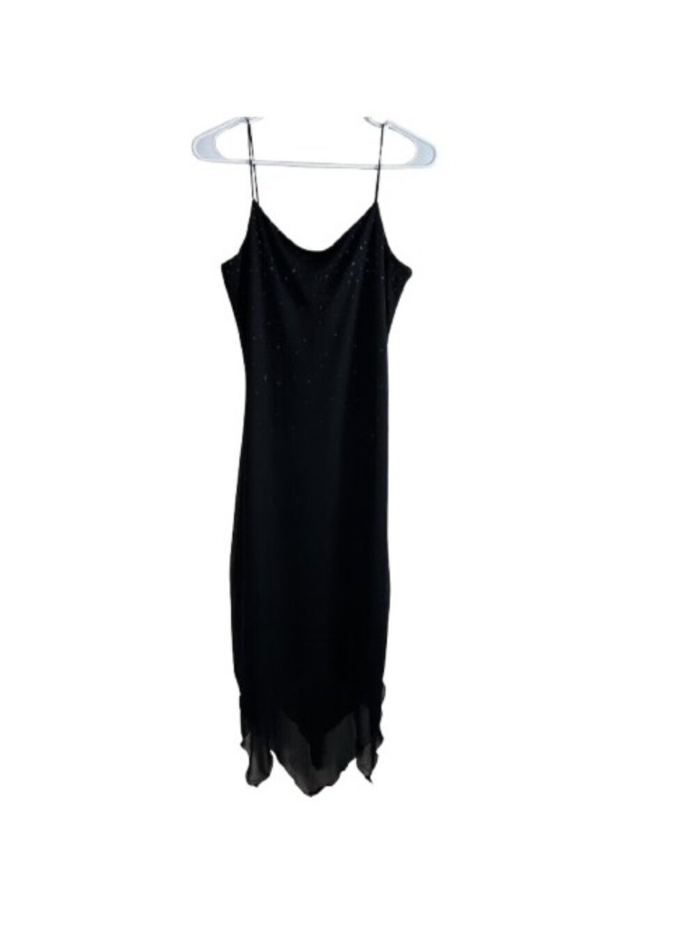 VTG 90s Y2K Byer Too! Chiffon Asymmetric Hem Sparkle Dotted Dress L